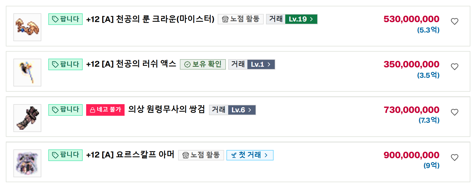 거래소 목록의 거래 레벨 표시